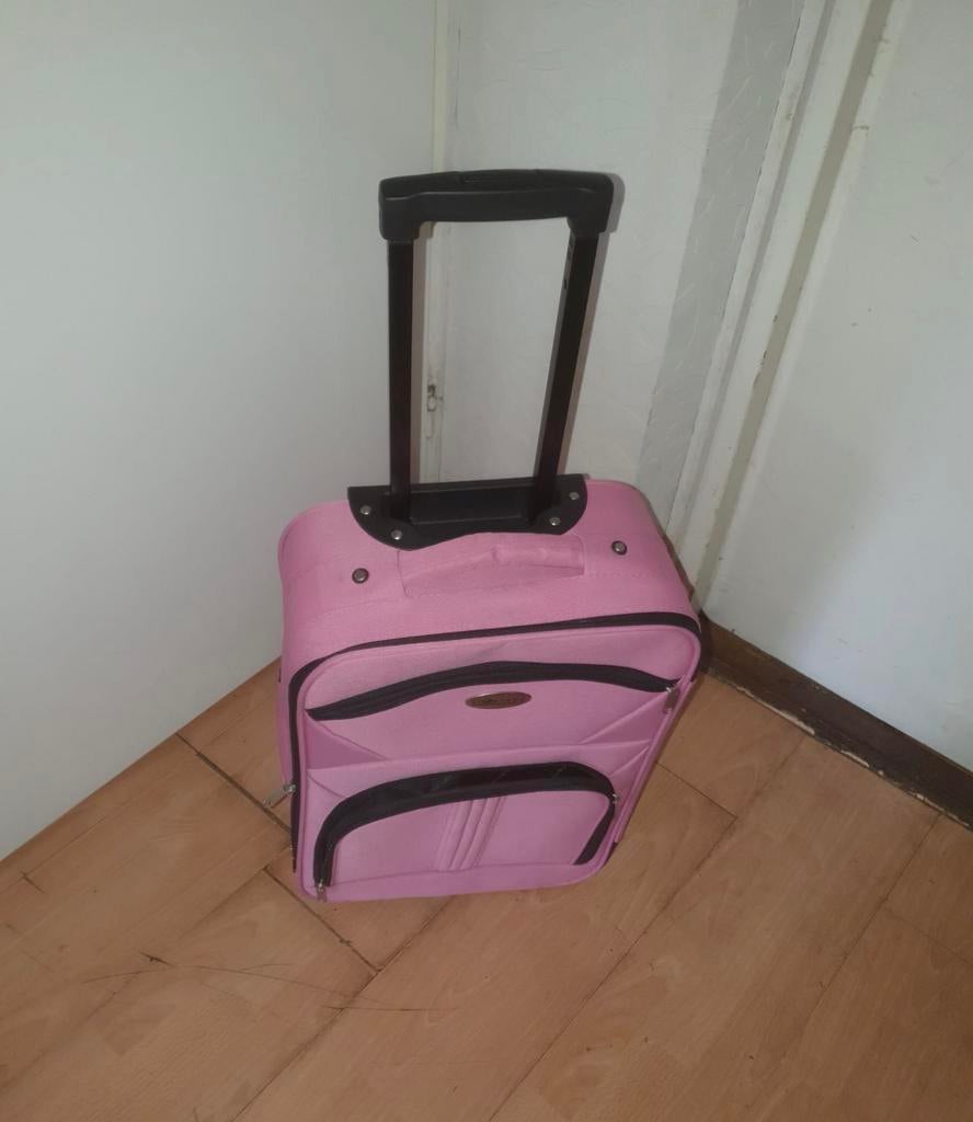 Leonardo Roze Handbagage Koffer met Wielen en Trekhaak, Ophalen, Wieltjes, Gebruikt, 50 tot 60 cm