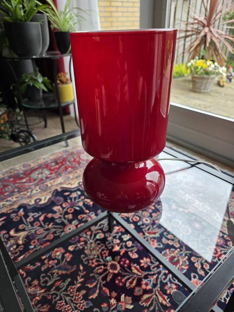 IKEA Lykta Vintage Tafellamp Rood - Glazen Design Lamp, Ophalen, Minder dan 50 cm, Vintage, Retro, Modern Design, Glas