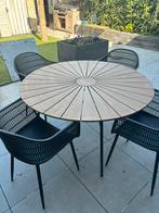 Ronde tuintafel met houten blad, Tuin en Terras, Tuintafels, Ophalen of Verzenden, Gebruikt, Rond, Hout