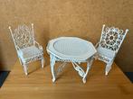 Tuinset 2x stoel + tafel hxb 6x8.2cm - metaal, Ophalen of Verzenden, Zo goed als nieuw, Poppenhuis