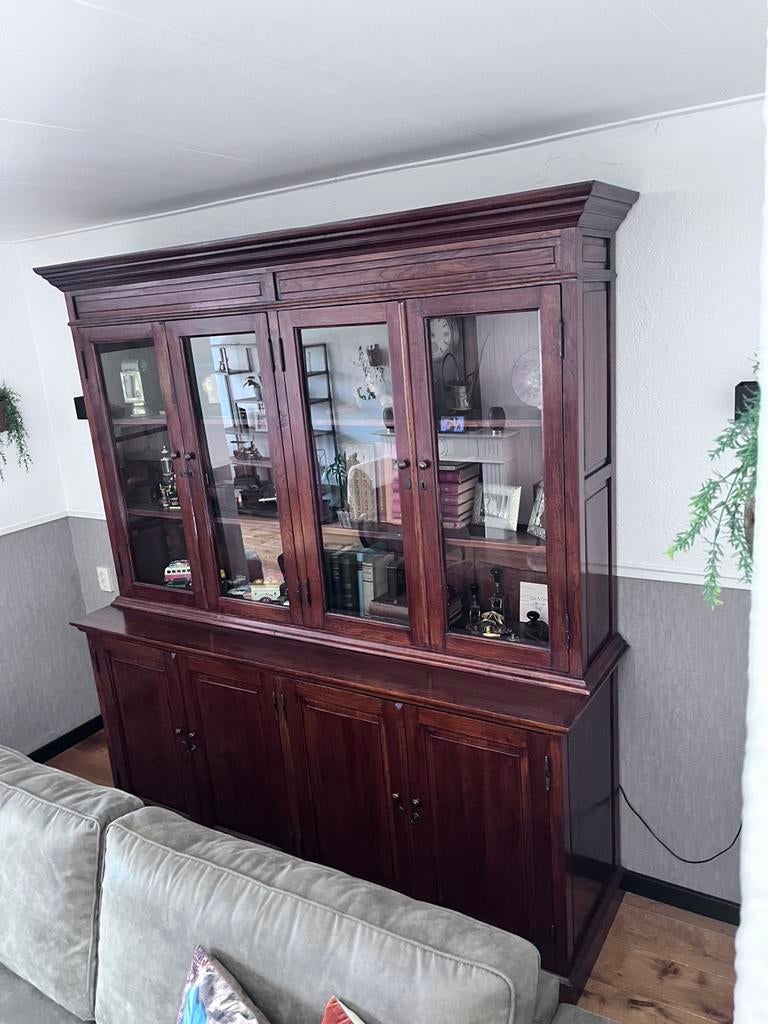 Buffet kast 2 delig  zgoh  massief eiken, Ophalen, Gebruikt, 200 cm of meer, Eikenhout