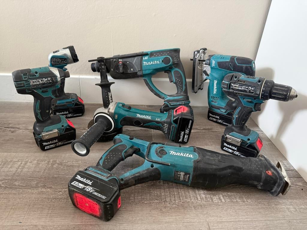 Makita 18V Set met Accu's en Dubbele Oplader, 600 watt of meer, Overige typen, Ophalen of Verzenden, Zo goed als nieuw