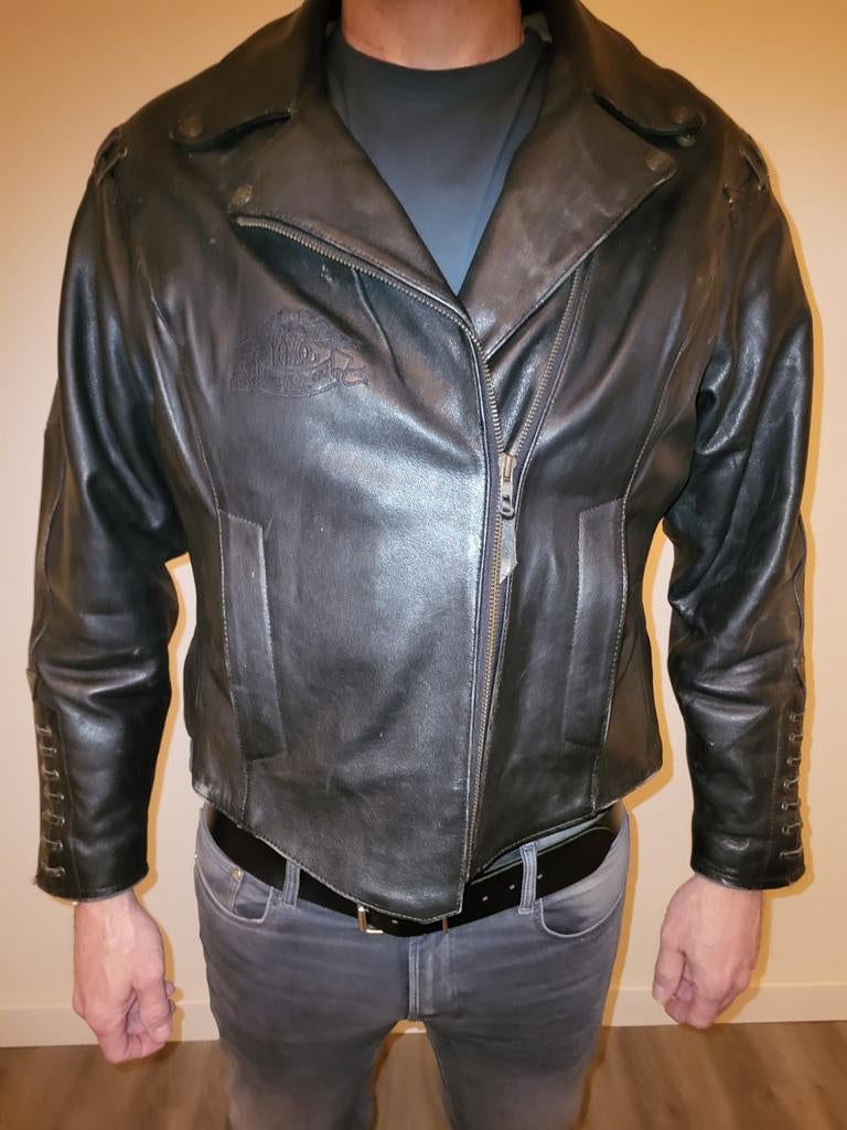 Stoere leren motorjas met vetersluiting, Ophalen, Dames, Jas | leer, Harley Davidson