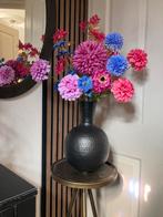 Vaas met Zijden bloemen in vaas Zwart, Ophalen of Verzenden, Nieuw