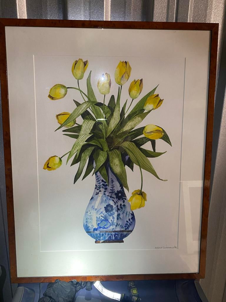 Origineel aquarel Albert A. Labordus - Bloemen (1996), Antiek en Kunst, Ophalen of Verzenden