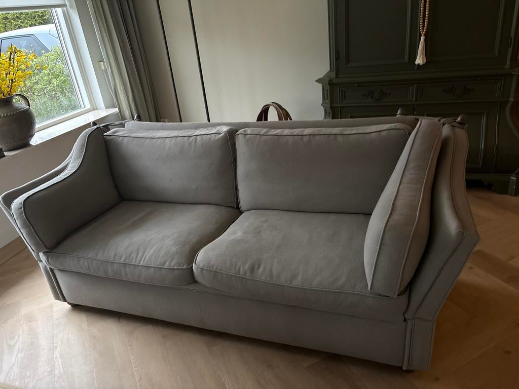 Kasteelbank 2-zits groenige stof, Huis en Inrichting, Ophalen, Gebruikt, 150 tot 200 cm, Tweepersoons