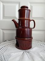 Bruin glazuur koffiepot / koffiefilter / warmhoud rechaud, Gebruikt, Keramiek, Overige typen, Ophalen of Verzenden