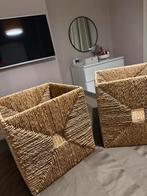 Twee rieten manden, Huis en Inrichting, Gebruikt, Mand, Vierkant, Ophalen of Verzenden