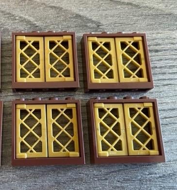 lego kozijnen bruin 1x4x3 met gouden vensters (5), Ophalen of Verzenden, Nieuw, MOC (eigen creatie), Lego