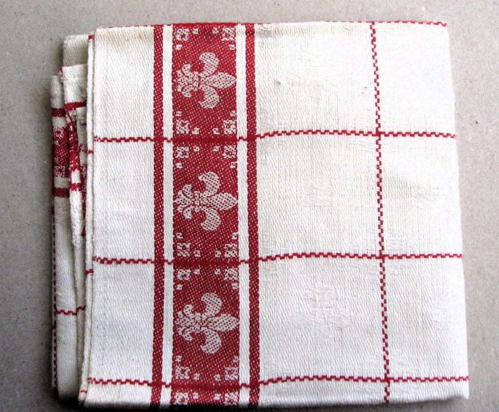 Vintage Franse theedoek met fleurs de lis, echt linnen, Ophalen of Verzenden