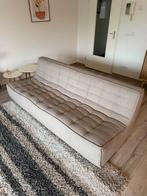 Ethnicraft 3-zitsbank + fauteuil beige stof, Huis en Inrichting, Banken | Bankstellen, Ophalen, Gebruikt, Driepersoons, 75 tot 100 cm