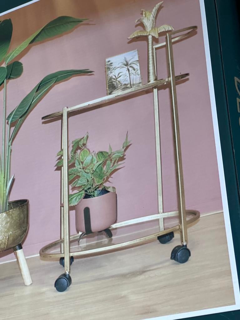 Deco Trolley Goud/Glas - nog nooit in elkaar gezet, Ophalen, Nieuw