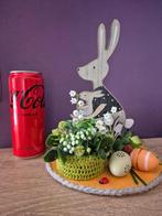 Paaskrans met een konijntje - Handgemaakte feestdecoratie, Ophalen of Verzenden, Nieuw