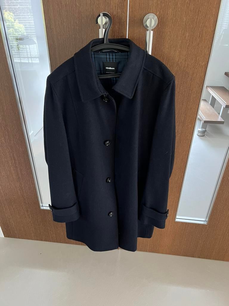 Strellson wollen heren jas maat 52 donkerblauw, Ophalen of Verzenden, Gedragen, Maat 52/54 (L), Blauw