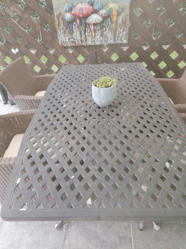 Metalen tuintafel met gevlochten patroon, Ophalen