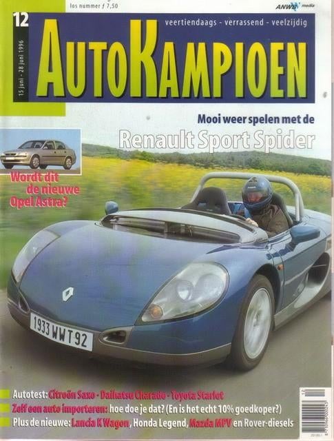 Autokampioen 12 1996 : Honda Legend - Renault Sport Spider, Ophalen of Verzenden, Gelezen, Algemeen