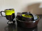 Vintage fat lava zwart/groene mok& pindaset, Ophalen of Verzenden, Zo goed als nieuw, Overige stijlen, Kop(pen) en/of Schotel(s)