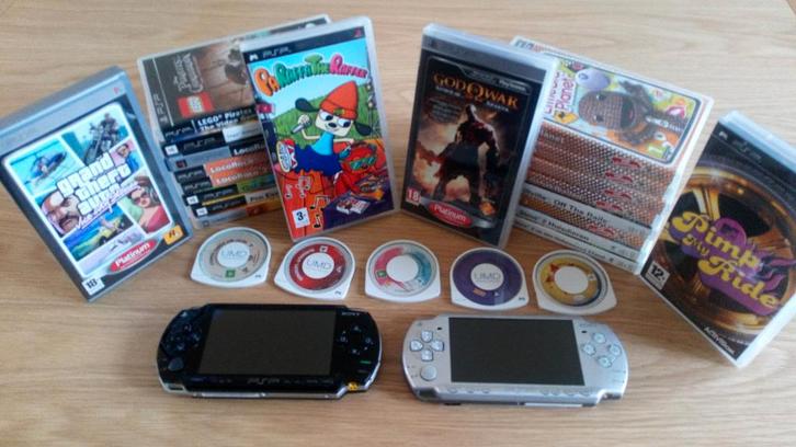 Sony PSP-1004 + PSP-2004 & 25 Games, Spelcomputers en Games, Games | Sony PlayStation Portable, Gebruikt, Avontuur en Actie, 1 speler