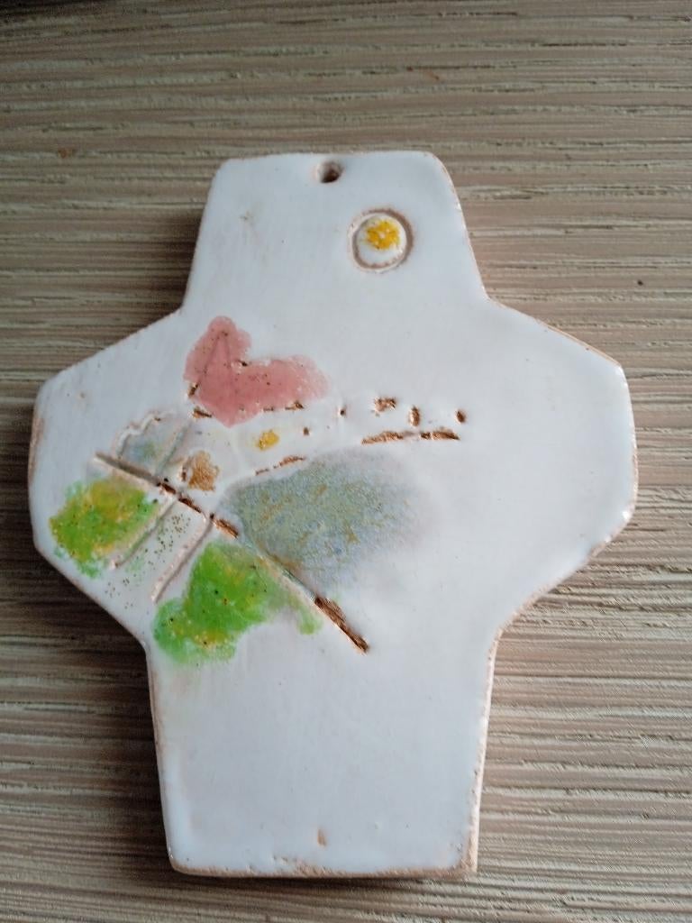 vintage keramisch kruisje, Ophalen of Verzenden