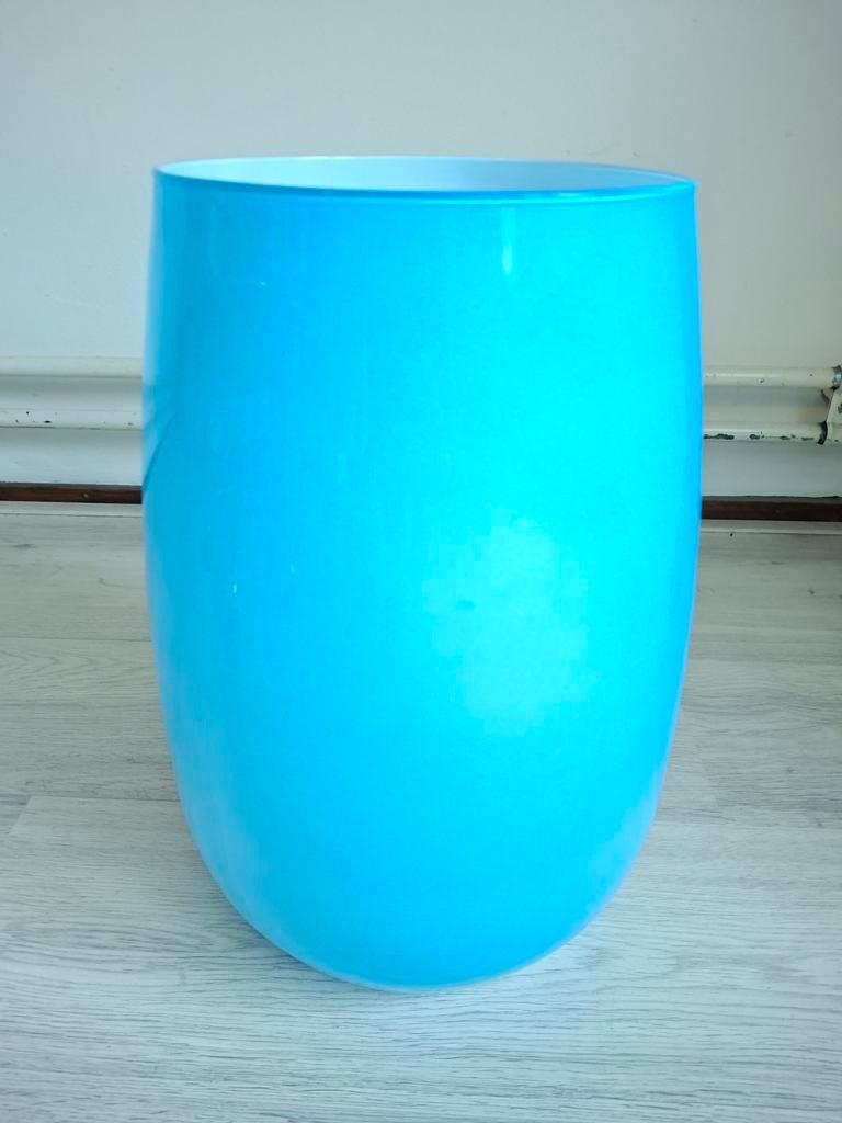 Grote blauwe glazen vaas, Ophalen, Blauw, Minder dan 50 cm, Glas