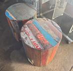 Set bijzettafels meerkleurige hout verrijdbaar, Minder dan 55 cm, Rond, X, Hout