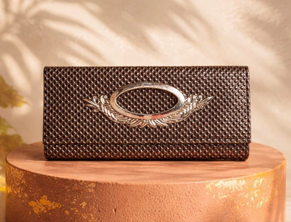 Grote clutch gala tasje, Ophalen of Verzenden, Zo goed als nieuw, Bruin, Avondtasje