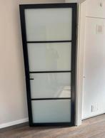 Nisa opdek binnendeur zwart met mat glas, Doe-het-zelf en Verbouw, Deuren en Horren, Ophalen, Gebruikt, 80 tot 100 cm, 215 cm of meer