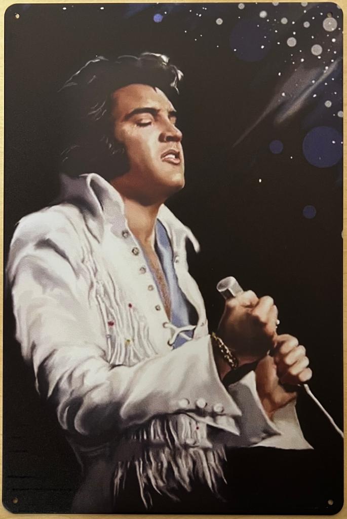Elvis Presley wit pak reclamebord van metaal wandbord deco, Info@deconoord.nl, Deco Noord, Nieuw, Ophalen of Verzenden