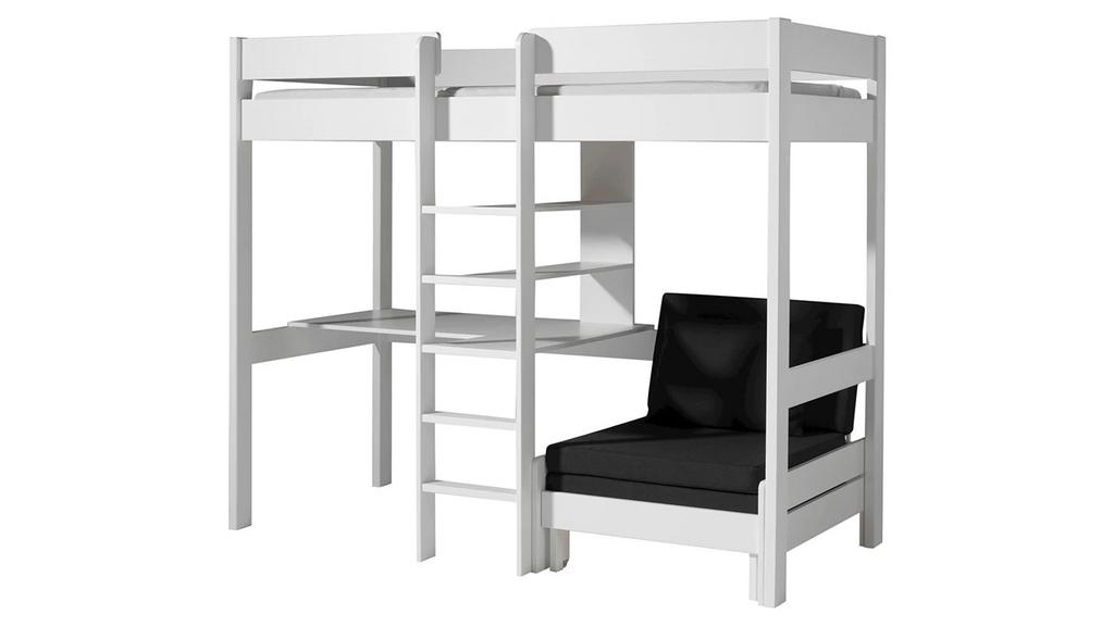 Hoogslaper in wit grenen, Ophalen, Eenpersoons, Zo goed als nieuw, 90 cm