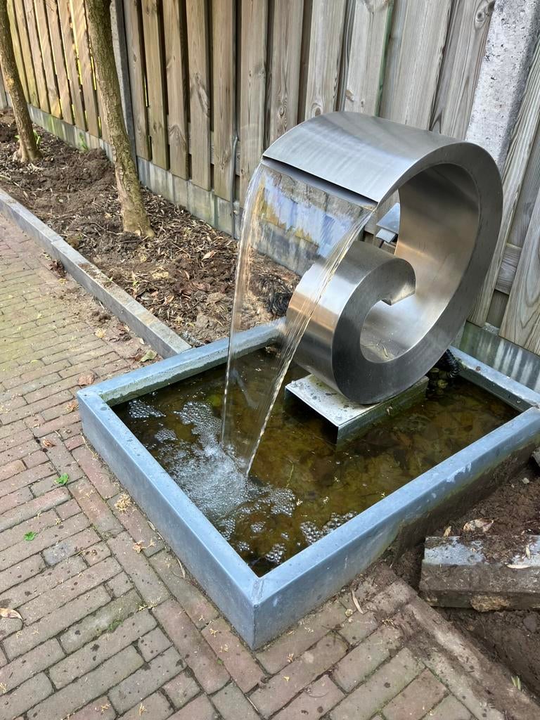 RVS Fontein met watervalletje, Tuin en Terras, Vijvers, Ophalen, Zo goed als nieuw