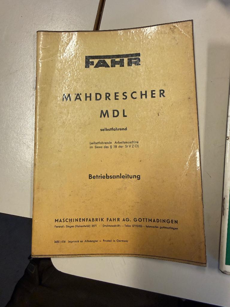 Bedienings handleiding fahr mdl combine, Ophalen of Verzenden, Gelezen, Catalogus