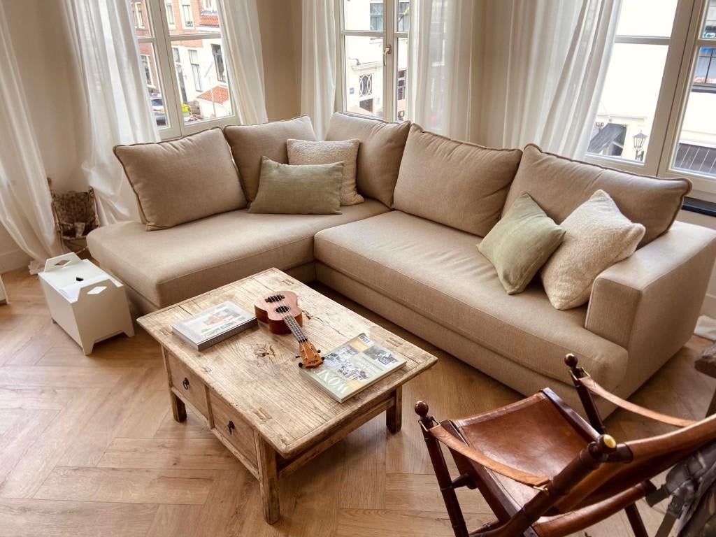 Westwing Design Tribeca hoekbank beige 274x192 – als nieuw, Ophalen, 250 tot 300 cm, Hoekbank, Zo goed als nieuw