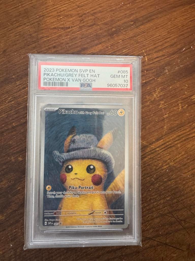 Pikachu with grey felt hat (Van Gogh) psa 10, Ophalen of Verzenden, Nieuw, Losse kaart