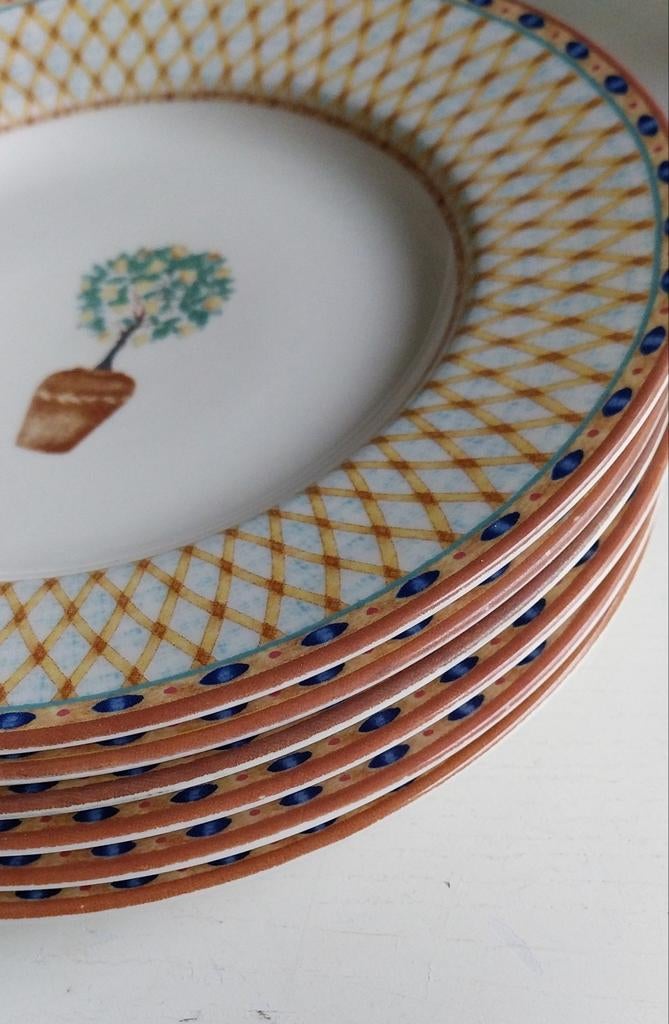 Zes ontbijtborden Johnson Brothers lemon tree, Ophalen of Verzenden, Porselein, Overige stijlen, Bord(en)