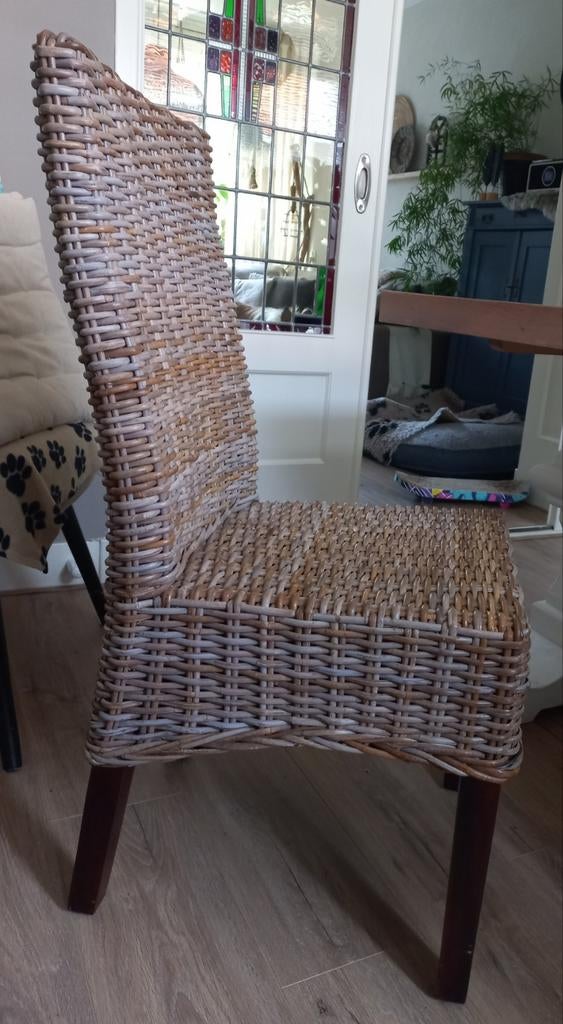 HOMCOM Set Van 2 Eetkamerstoelen, Boho-stijl, Accentstoel, PE-rotan, 44 Cm X 58 Cm X 85 Cm Natural Zwart~1lbusf2283g00