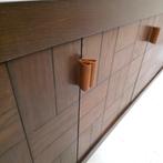 Brutalist dressoir van Frans Defour 280 cm 70's design, Ophalen, Gebruikt, Met deur(en), Teakhout