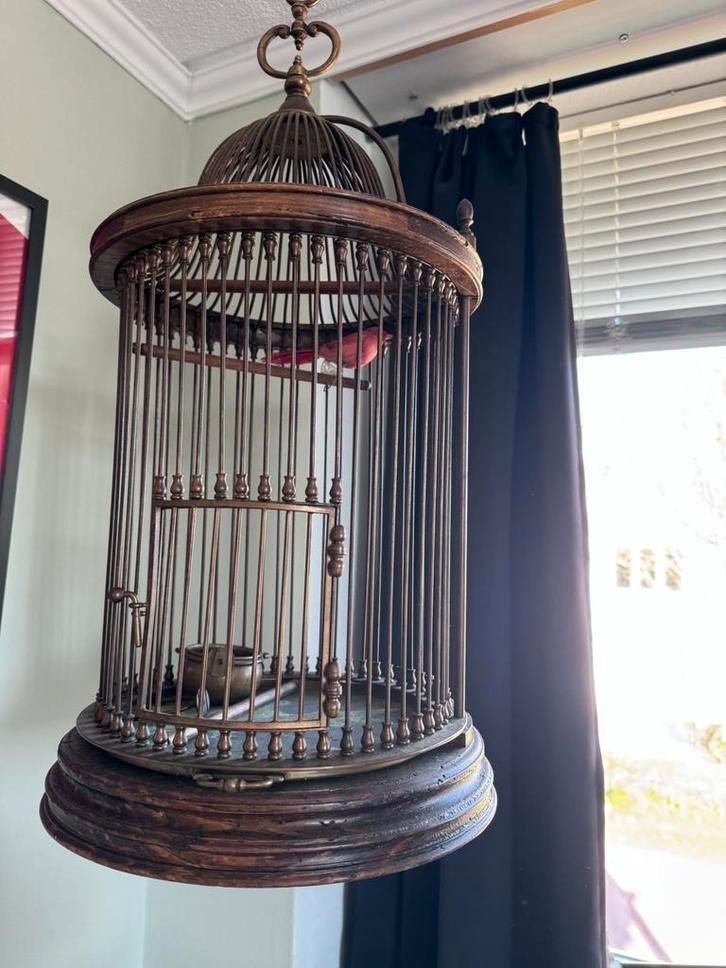 Vogelkooi antiek, Dieren en Toebehoren, Vogels | Hokken en Kooien, Zo goed als nieuw, Vogelkooi, Metaal, Ophalen