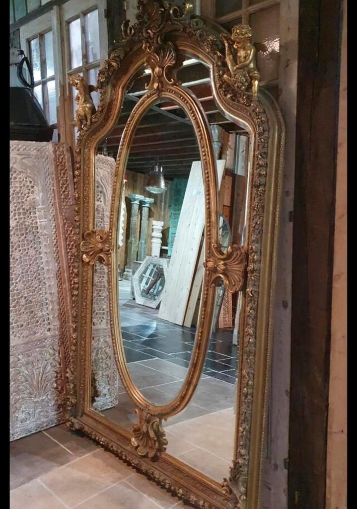 FRANSE BROCANTE SPIEGEL 135X235 CM, Antiek en Kunst, Antiek | Spiegels, Ophalen of Verzenden