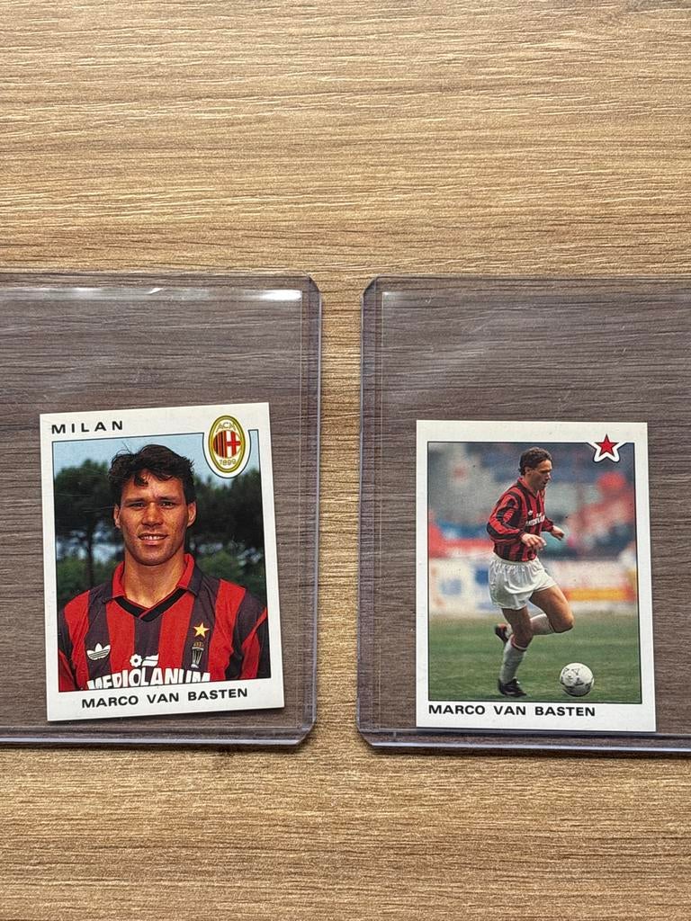 Panini 1991-92 Marco van Basten - 2 zeldzame kaarten, Verzamelen, Ophalen of Verzenden, Zo goed als nieuw, Buitenlandse clubs