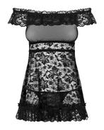 Obsessive ``FLORES`` Babydoll zwart maat S/M (792), Obsessive, Ophalen of Verzenden, Zwart, Setje