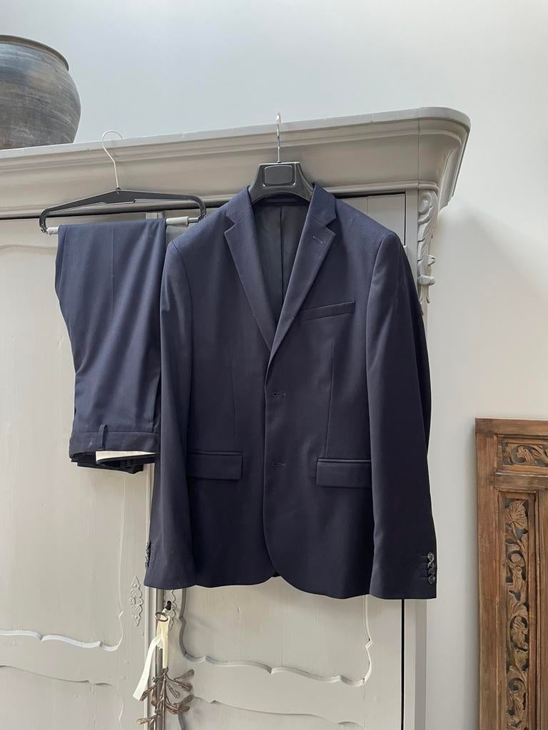 Heren kostuum H&M Donkerblauw zie omschrijving voor de maat, Blauw, Overige maten, Ophalen of Verzenden, Zo goed als nieuw