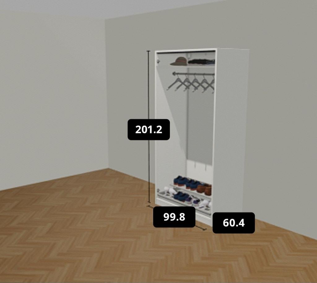 Pax kast 100x201x58 cm, Ophalen, Gebruikt, 100 tot 150 cm, 200 cm of meer