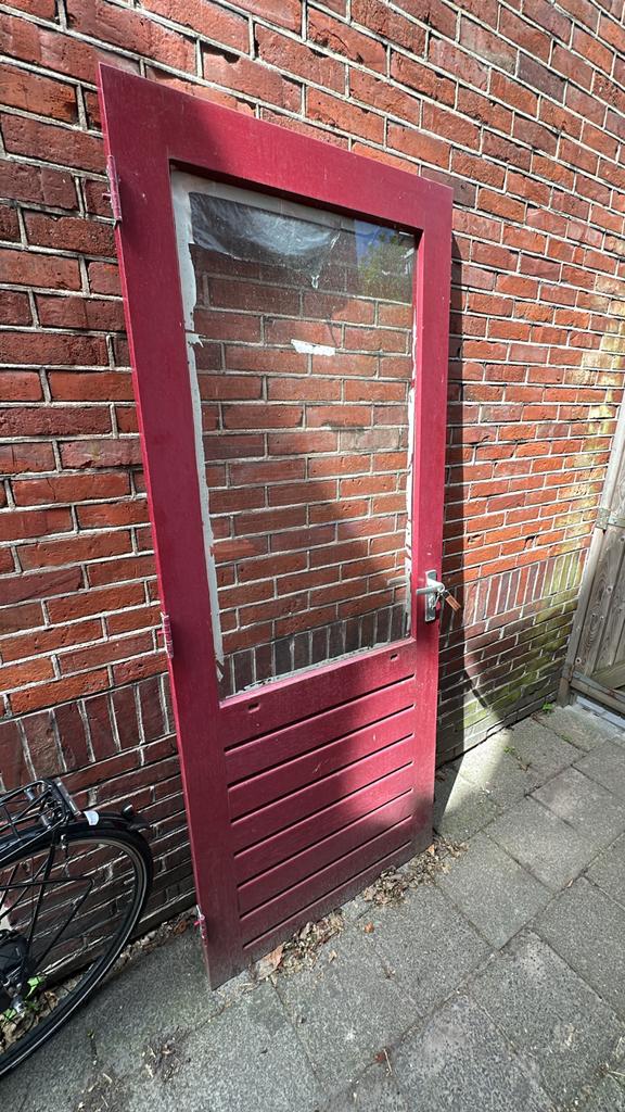 Buitendeur met glas en beslag, Ophalen, Gebruikt, 80 tot 100 cm, Buitendeur