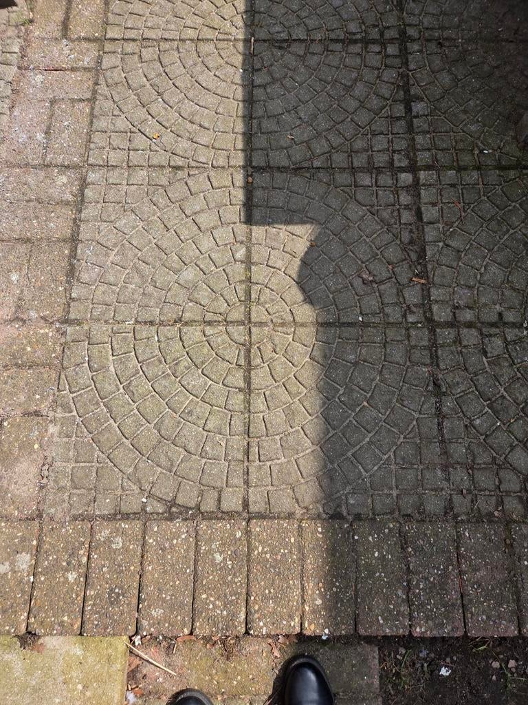 Tuintegels met cirkelpatroon, Tuin en Terras, Tegels en Klinkers, Ophalen of Verzenden, Gebruikt, Beton, Terrastegels