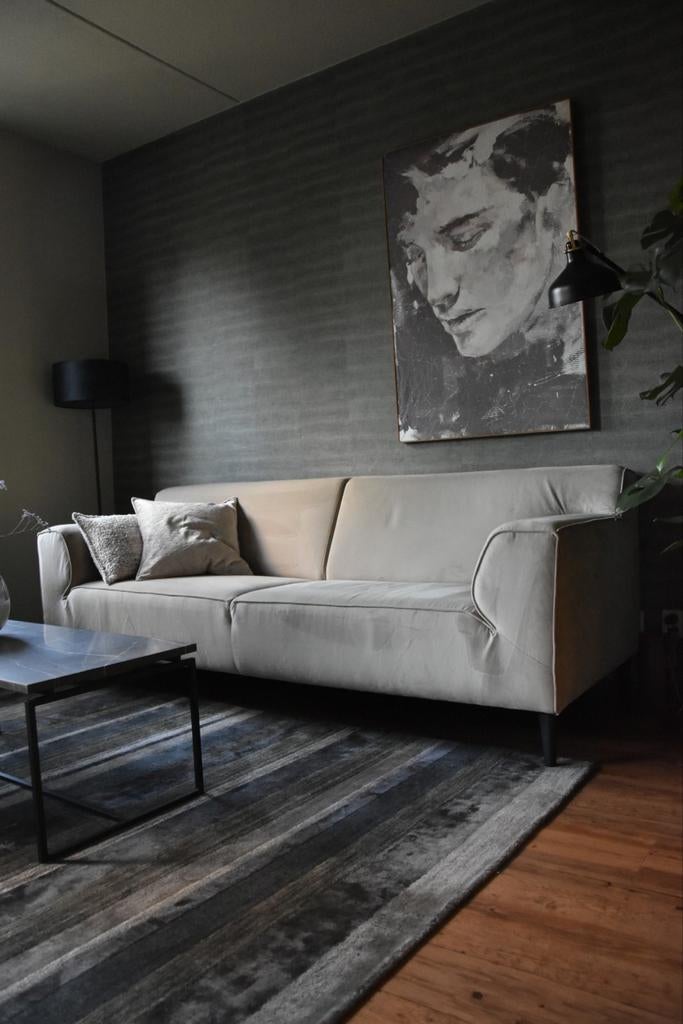 Mooie 4-zits Sevn bank in khaki velour, Huis en Inrichting, Banken | Sofa's en Chaises Longues, Ophalen, 75 tot 100 cm, Zo goed als nieuw