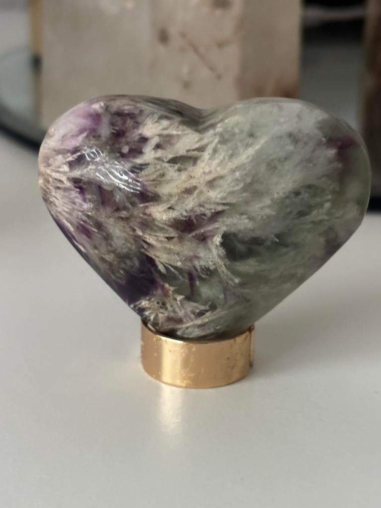 Edelstenen Veren fluorite hart, Sieraden, Tassen en Uiterlijk, Edelstenen, Ophalen of Verzenden, Zo goed als nieuw