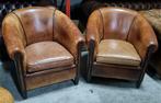 2x vintage schapenleren club fauteuil + BEZORGING GRATIS, Huis en Inrichting, Fauteuils, Gebruikt, ., Ophalen of Verzenden, .