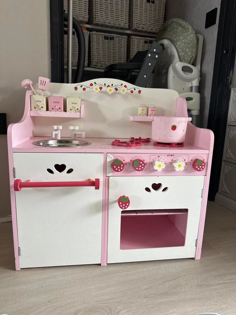 roze houten speelkeukentje, Kinderen en Baby's, Speelgoed | Speelkeukens, Ophalen, Gebruikt, Hout, Speelkeuken