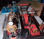 Wilesco stoommachine met accesoires op plaat, Ophalen, Gebruikt