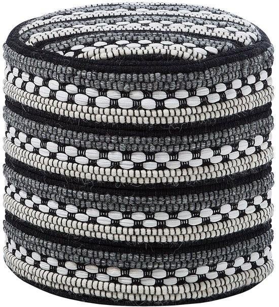 BELIANI GUNTUR - Poef - Wit - 41 cm - Katoen, Huis en Inrichting, Overige materialen, Minder dan 50 cm, Rond, Nieuw